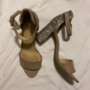 Heeled Sandal with Glitter Heel Accent